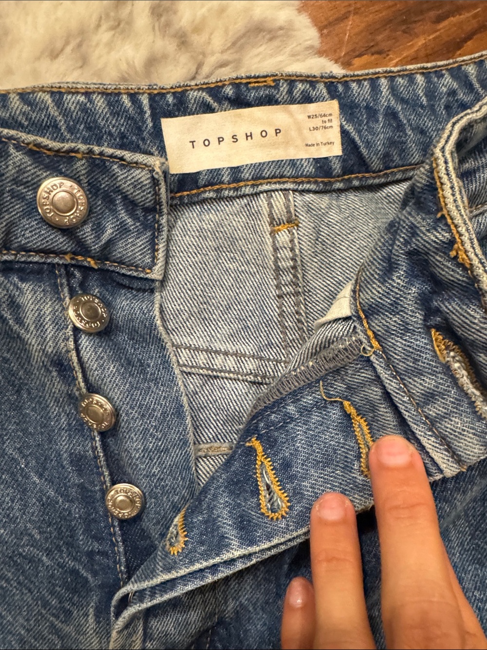 Topshop Distressed Boyfriend Jeans - Blue - Picture 3 of 4
